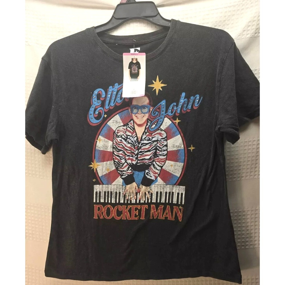 Elton John Size Small Black "Rocket Man" Band T-Shirt "Official Merchandise NWT